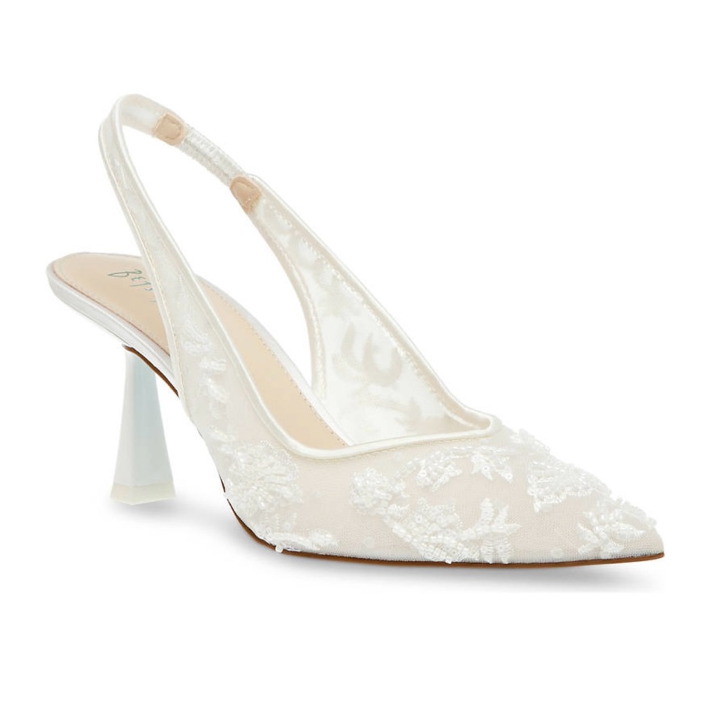 Betsey Johnson White Lace Slingback Heels